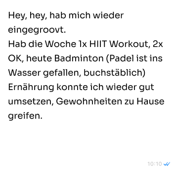 Die Teilnehmer unseres Fitness-Coachings berichten von ihren positiven Erfahrungen.